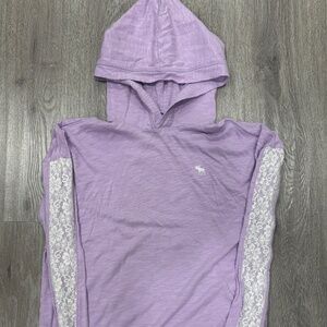 Abercrombie Kids Lavender Lace Long Sleeve Hoodie Top (Size 15/16)